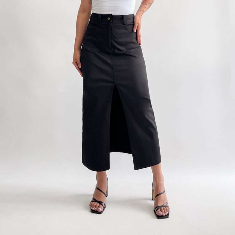 Maxi falda drill negra