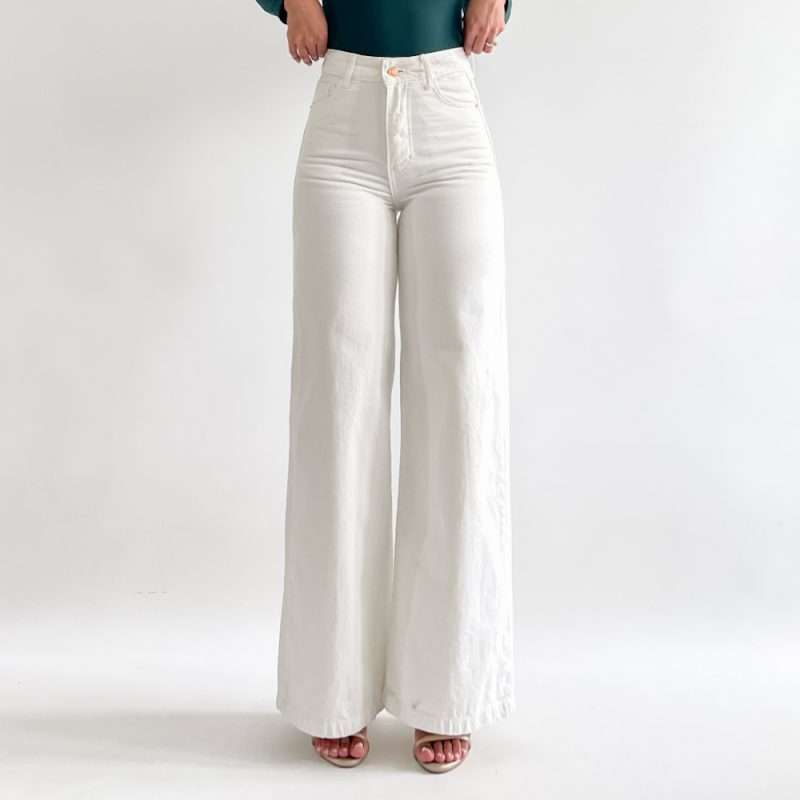 Wide leg jean clásico beige - Imagen 4