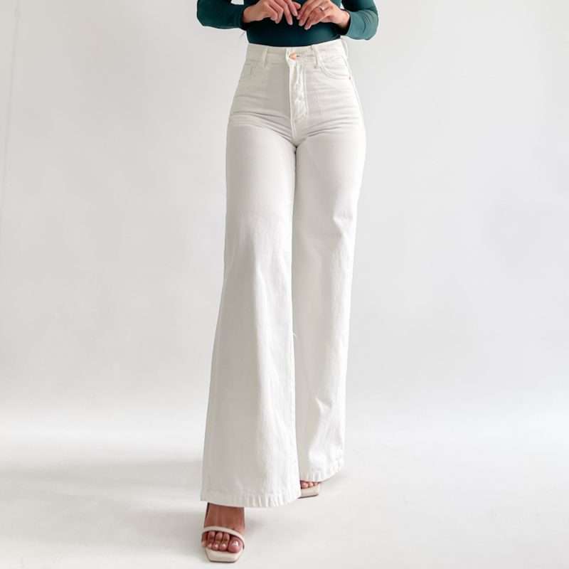 Wide leg jean clásico beige - Imagen 5