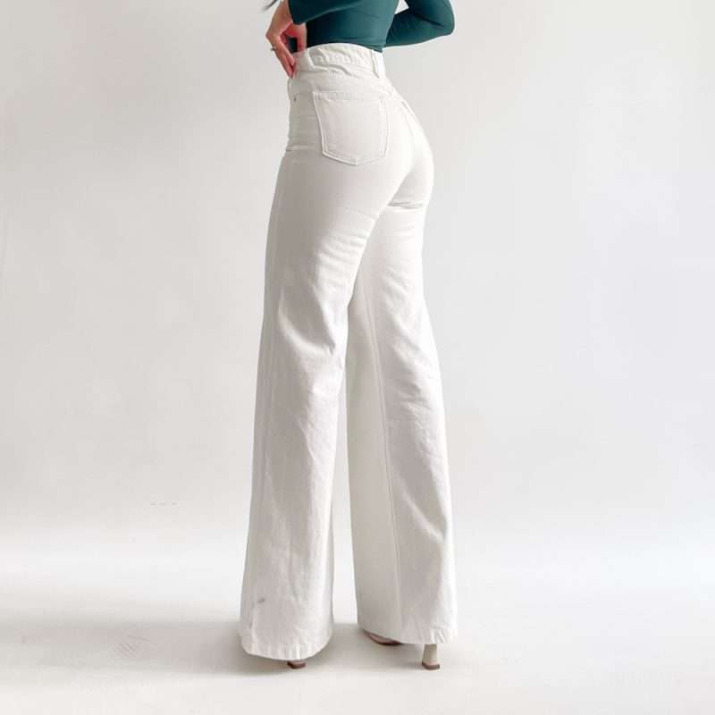Wide leg jean clásico beige - Imagen 3