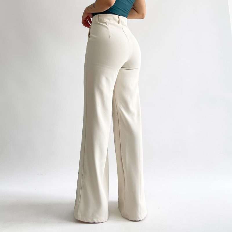 Pantalon wide leg beige