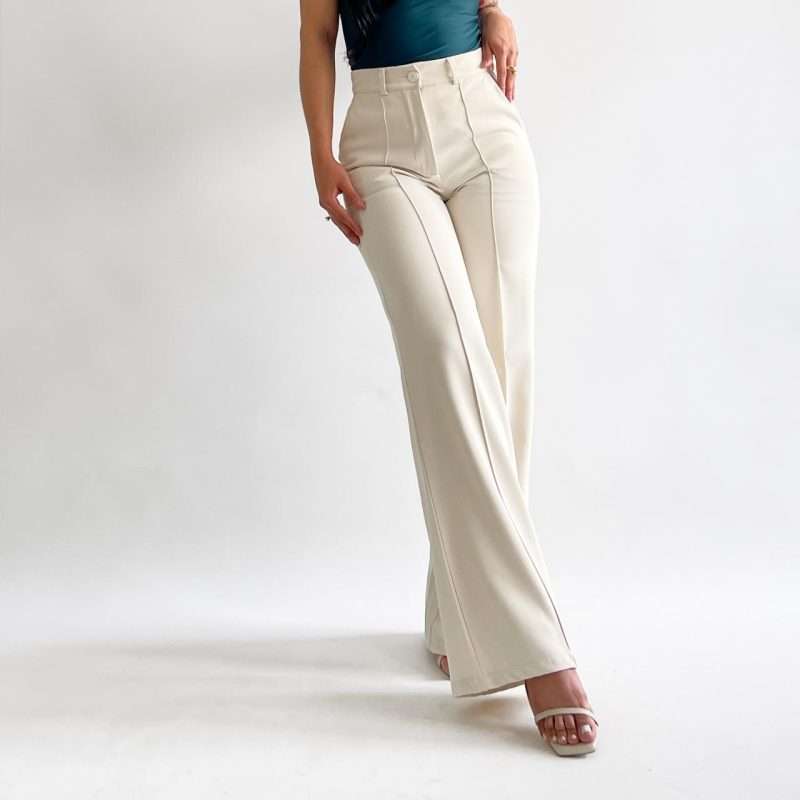Pantalon wide leg beige - Imagen 3