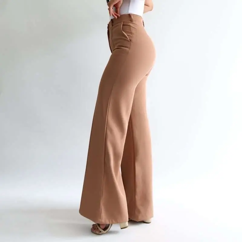 Pantalon wide leg camel