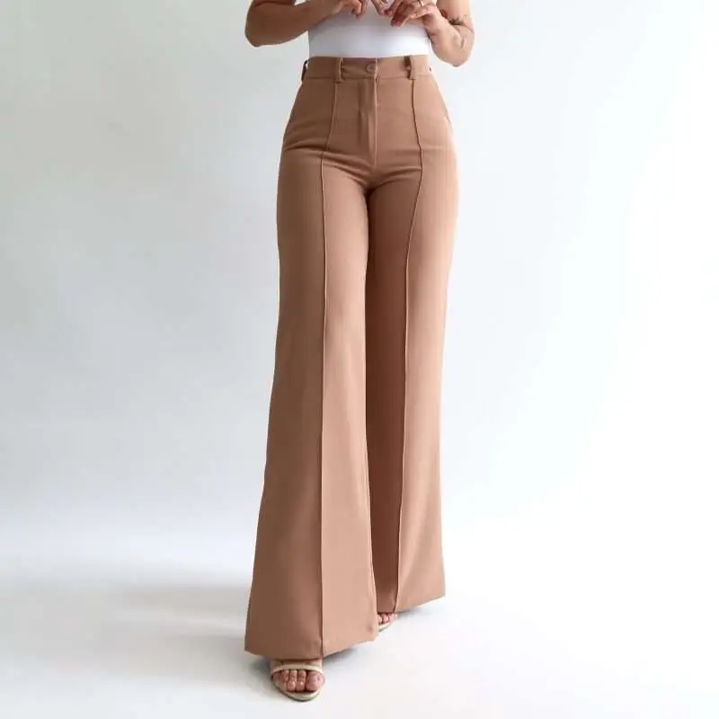 Pantalon wide leg camel - Imagen 3