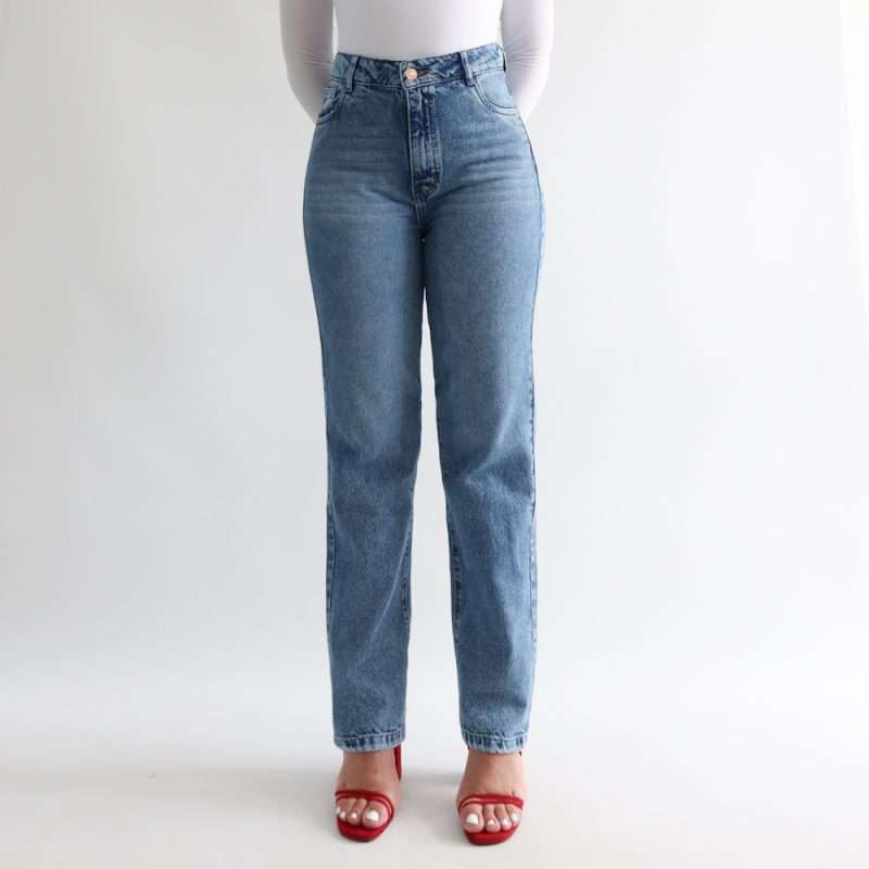 Mom fit con bigotes azul jaspeado - Imagen 4