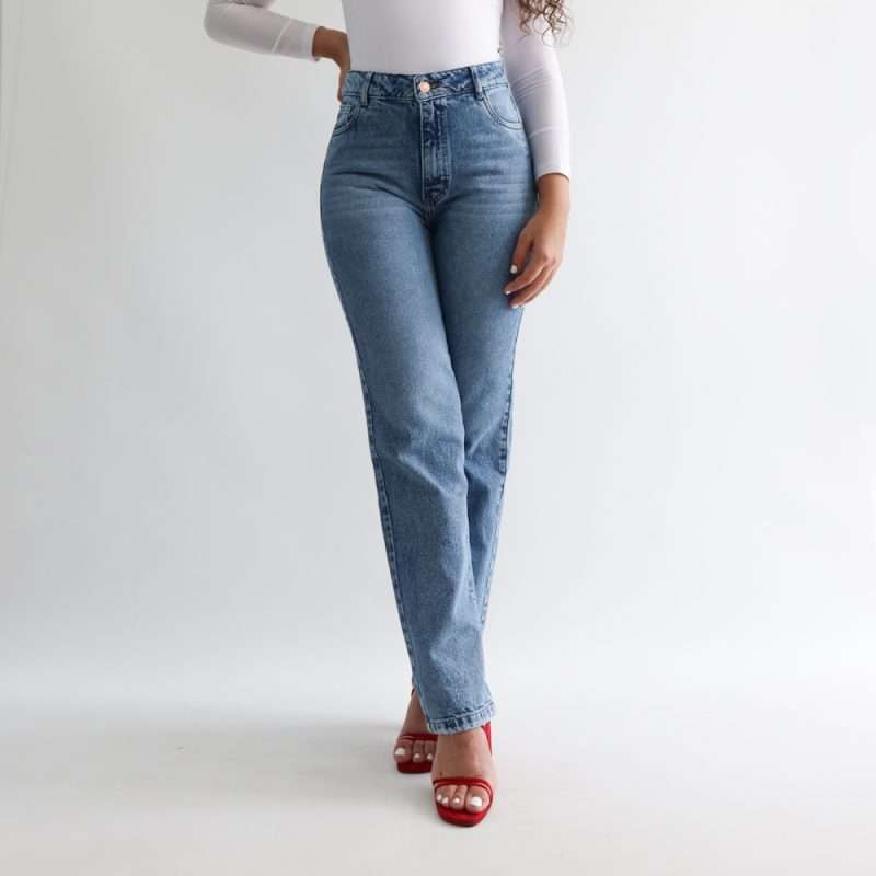 Mom fit con bigotes azul jaspeado