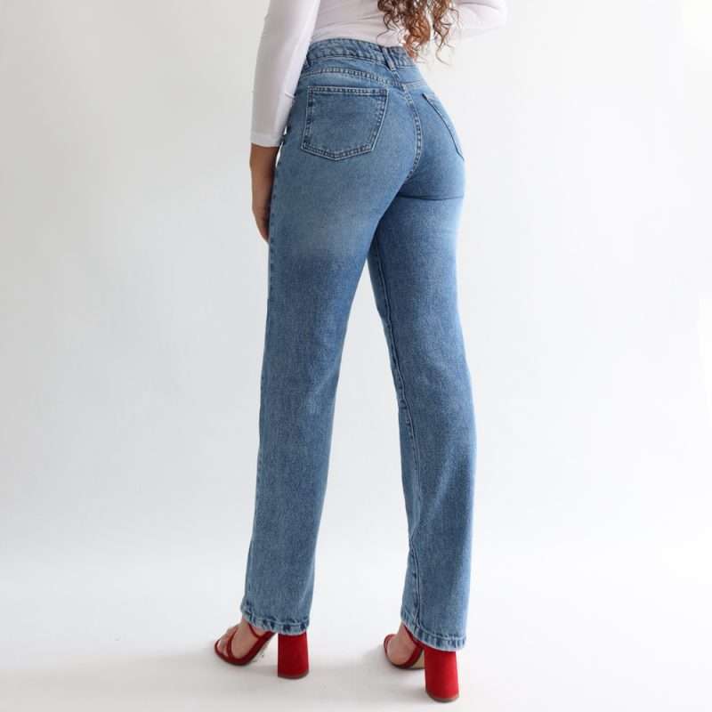 Mom fit con bigotes azul jaspeado