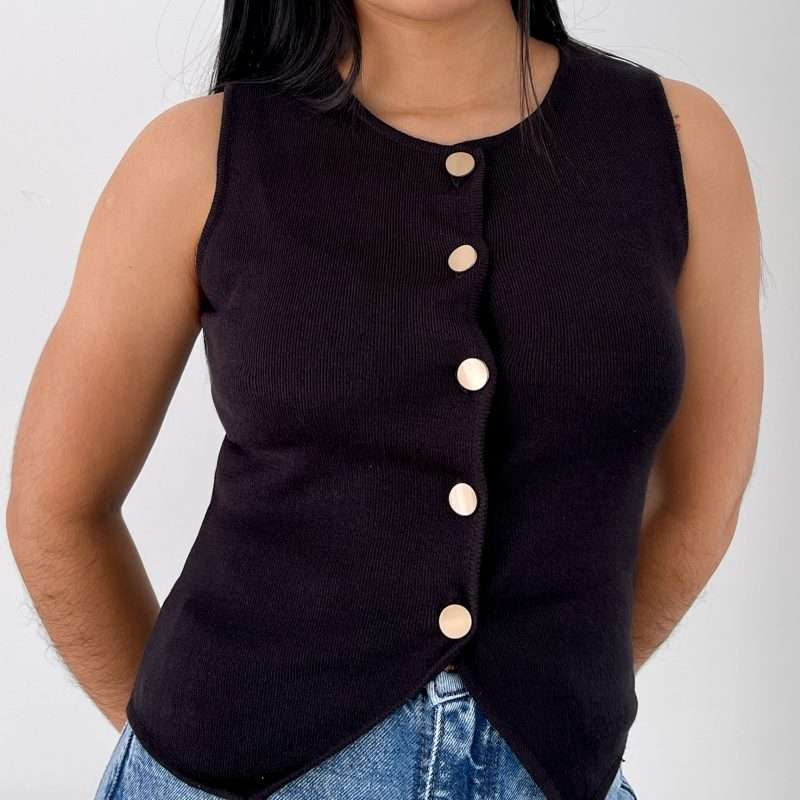Chaleco tejido Mila negro. - Imagen 3