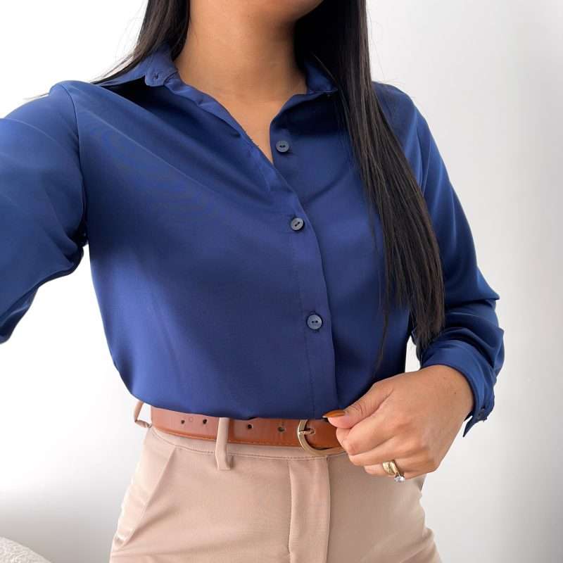 Camisa classic fit azul