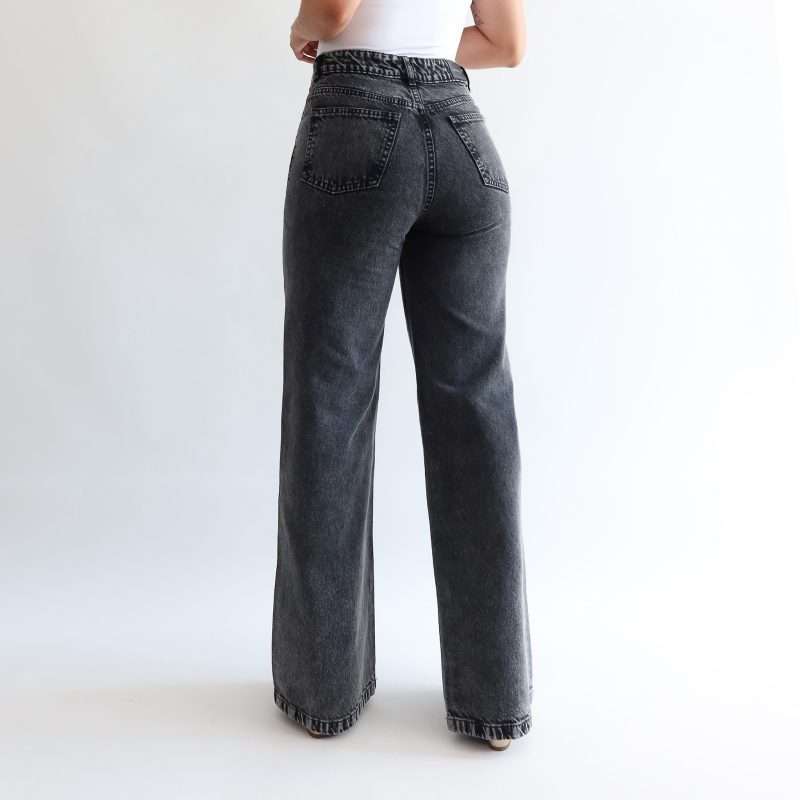Wide leg jeans regular gris - Imagen 3
