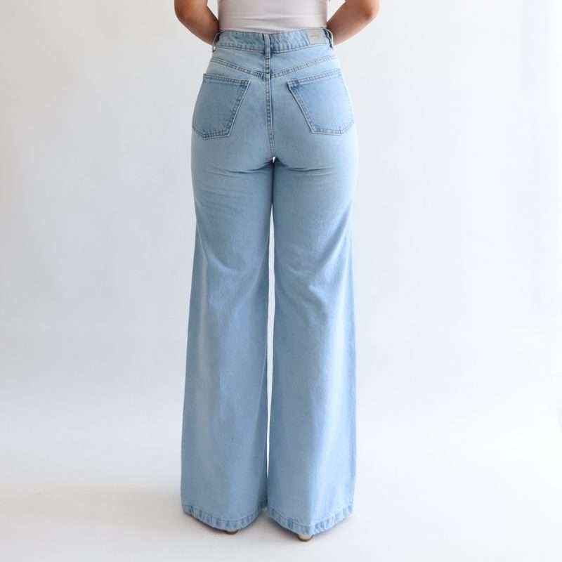 Wide leg jeans regular azul hielo - Imagen 3