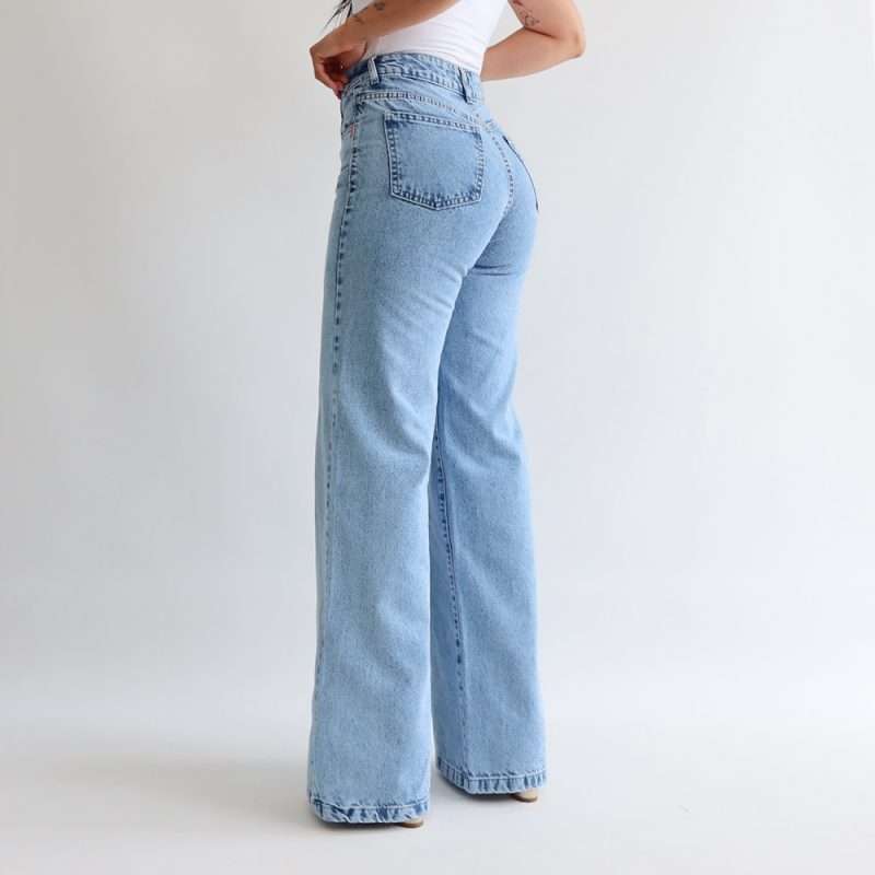 Wide leg jeans azul jaspeado