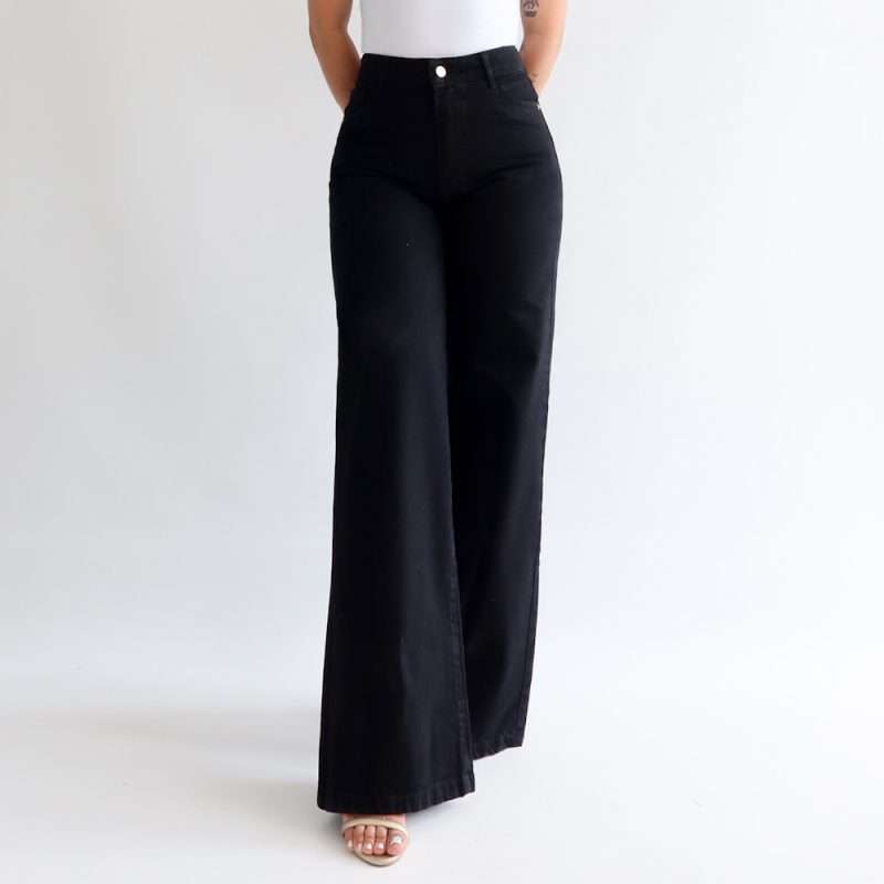 Wide leg jeans negro - Imagen 4