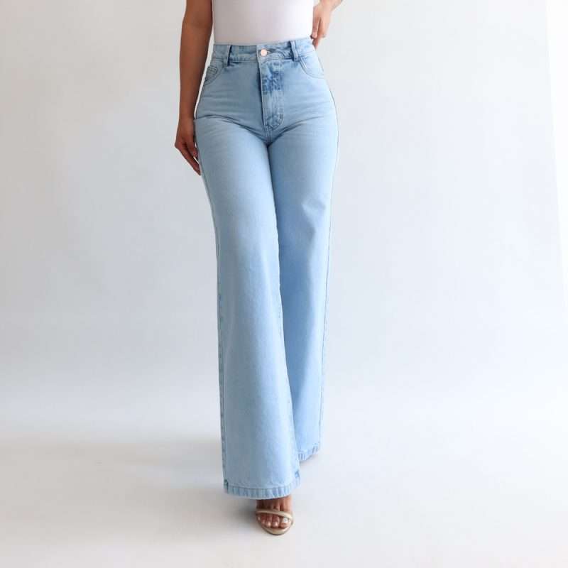 Wide leg jeans regular azul hielo - Imagen 5