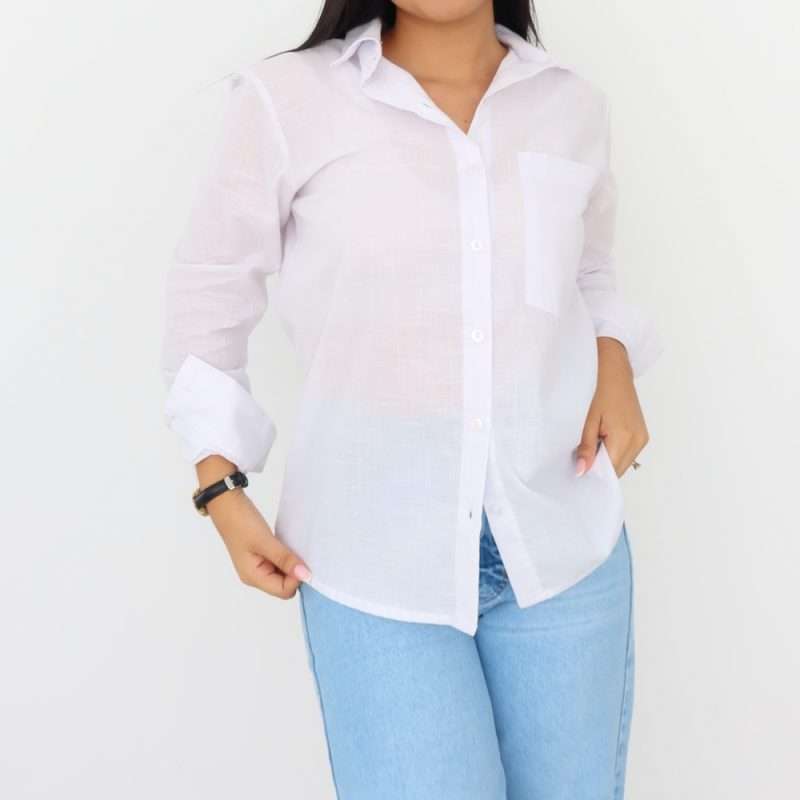 Camisa Oversize lino blanca - Imagen 5