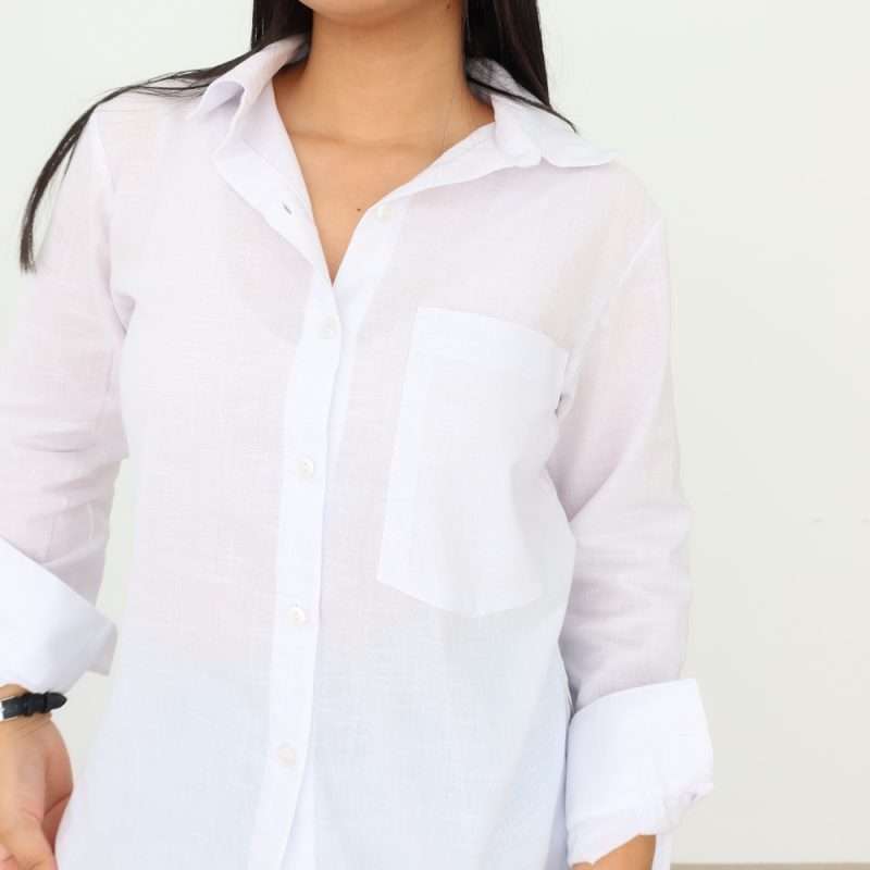 Camisa Oversize lino blanca - Imagen 4
