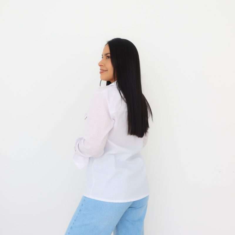 Camisa Oversize lino blanca - Imagen 3