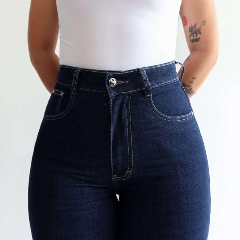 Mini flare jeans stretch azul oscuro - Imagen 4