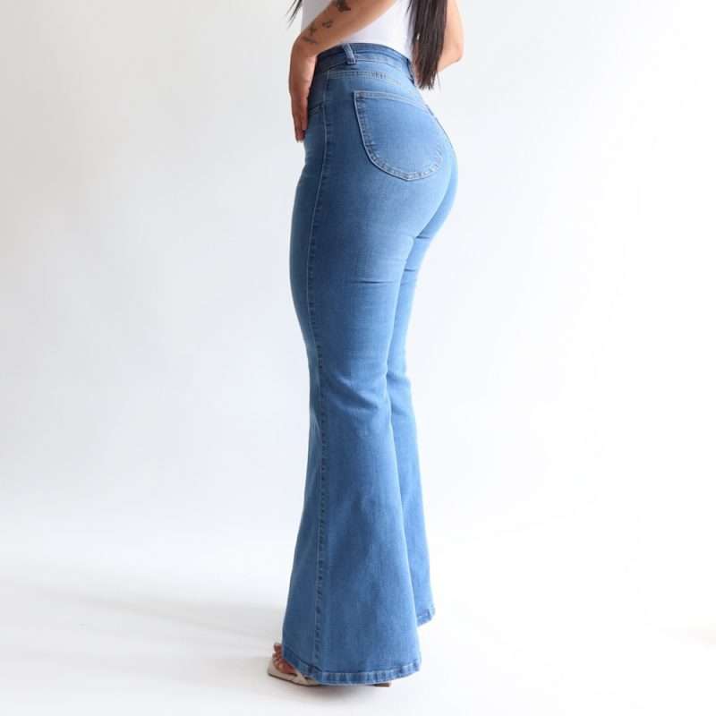 Mini flare jeans stretch azul medio
