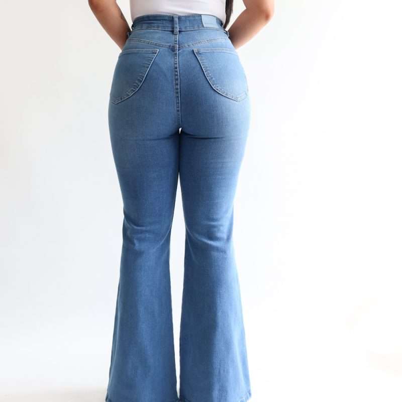 Mini flare jeans stretch azul medio - Imagen 4