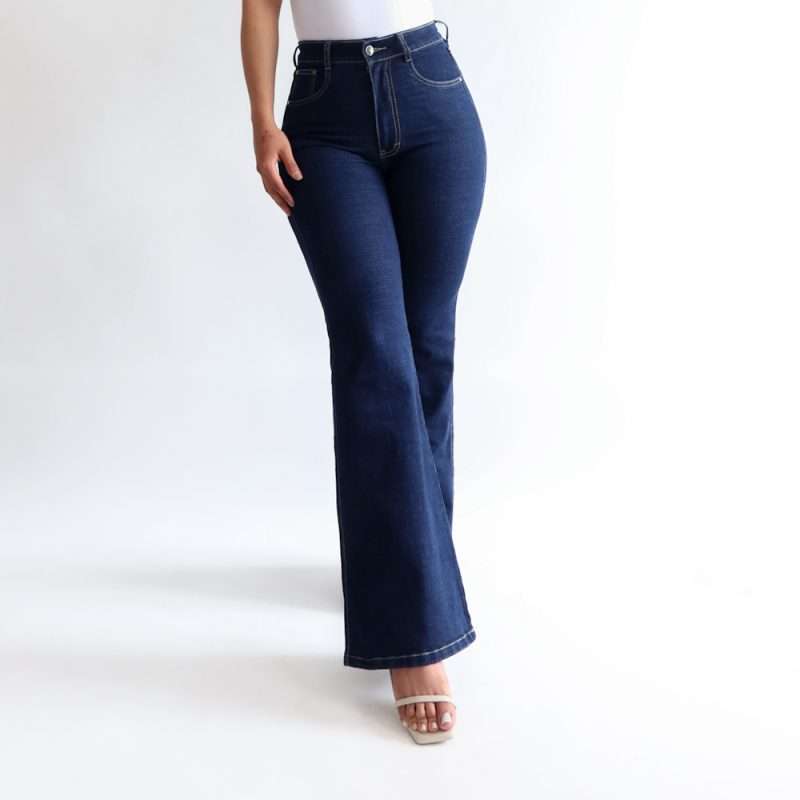 Mini flare jeans stretch azul oscuro