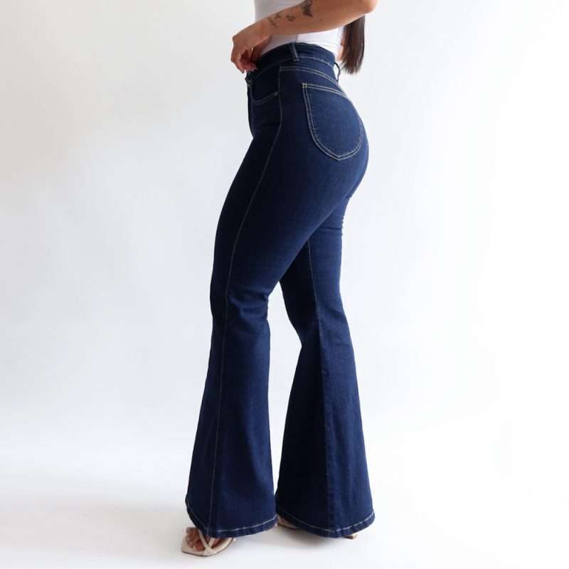 Mini flare jeans stretch azul oscuro