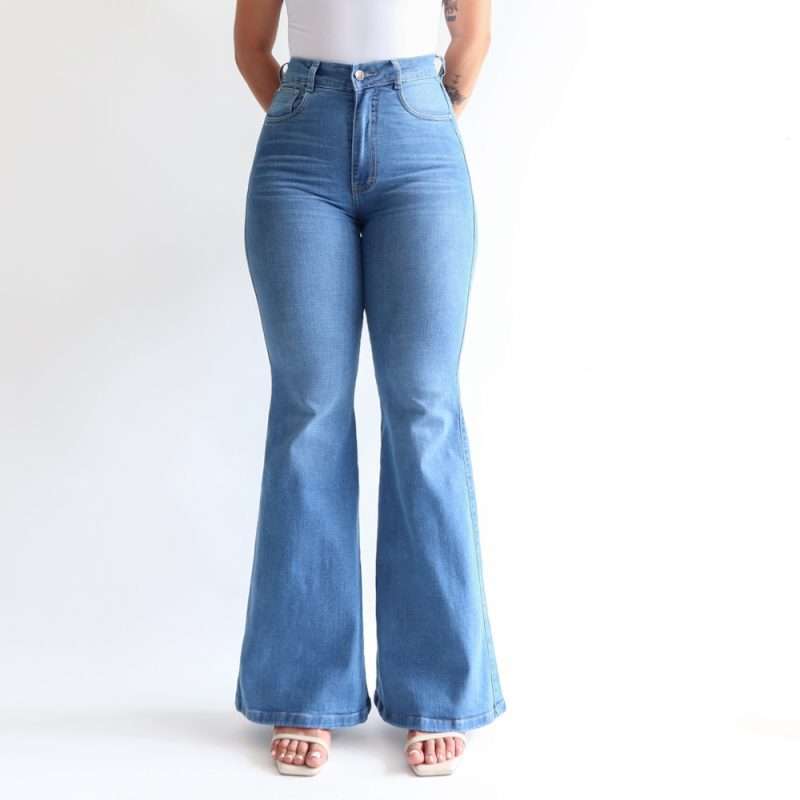 Mini flare jeans stretch azul medio - Imagen 5