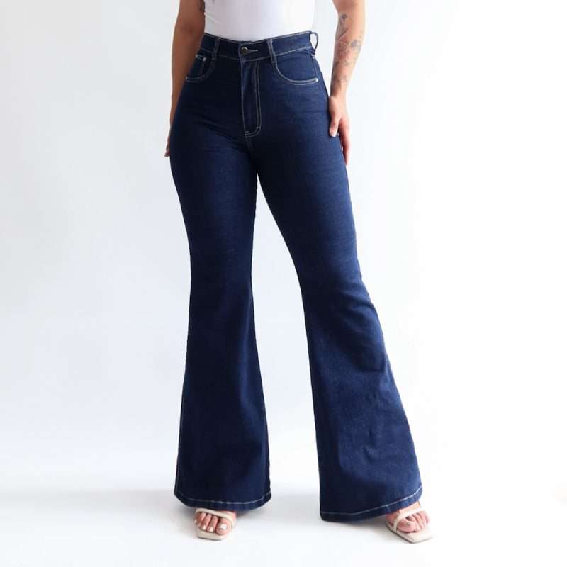 Mini flare jeans stretch azul oscuro - Imagen 5