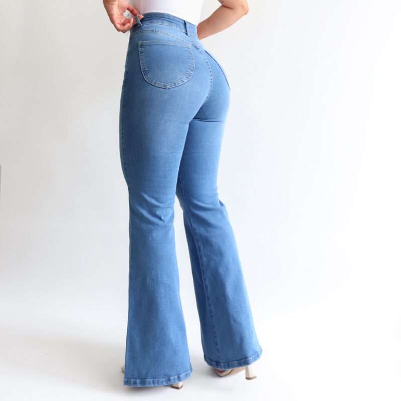 Mini flare jeans stretch azul medio - Imagen 6